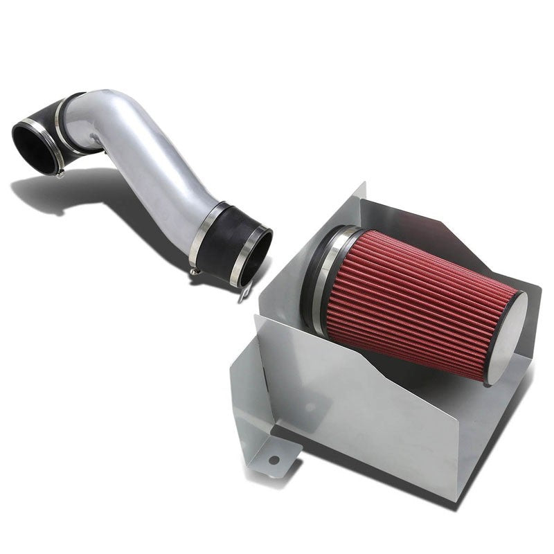 Silver Air Intake Aluminum Piping+Heat Shield For Hummer 03-09 H2 GMT 6.0L V8-Performance-BuildFastCar