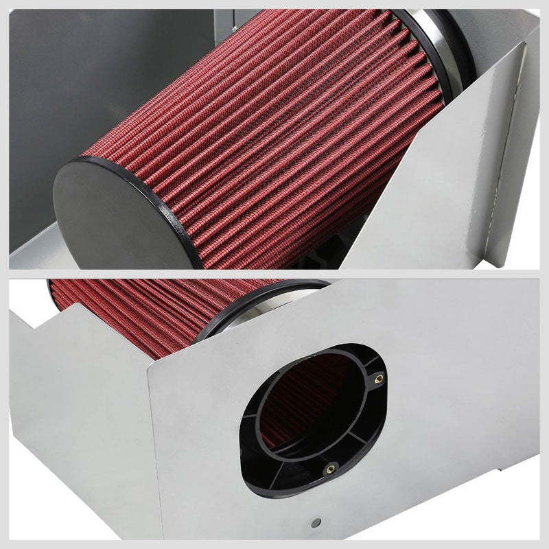 Silver Air Intake Aluminum Piping+Heat Shield For Hummer 03-09 H2 GMT 6.0L V8-Performance-BuildFastCar