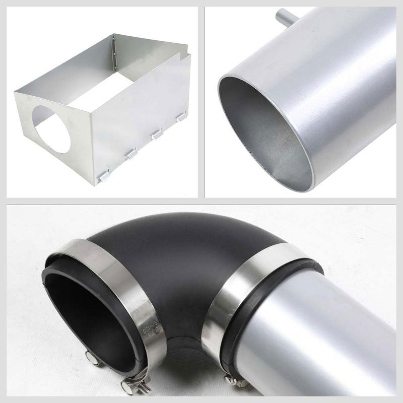 Silver Air Intake Aluminum Piping+Heat Shield For Jeep 06-10 Grand Cherokee-Performance-BuildFastCar