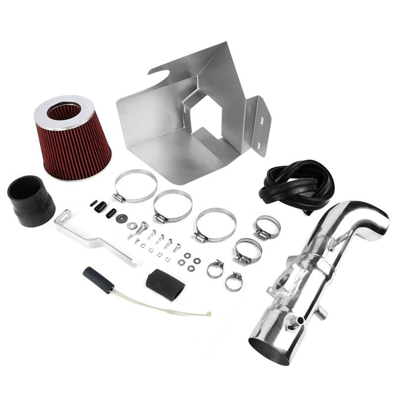 Cold Air Intake Polish Pipe/Red Fitler+Heat Shield For 02-06 Camry/Solara 2.4L-Performance-BuildFastCar