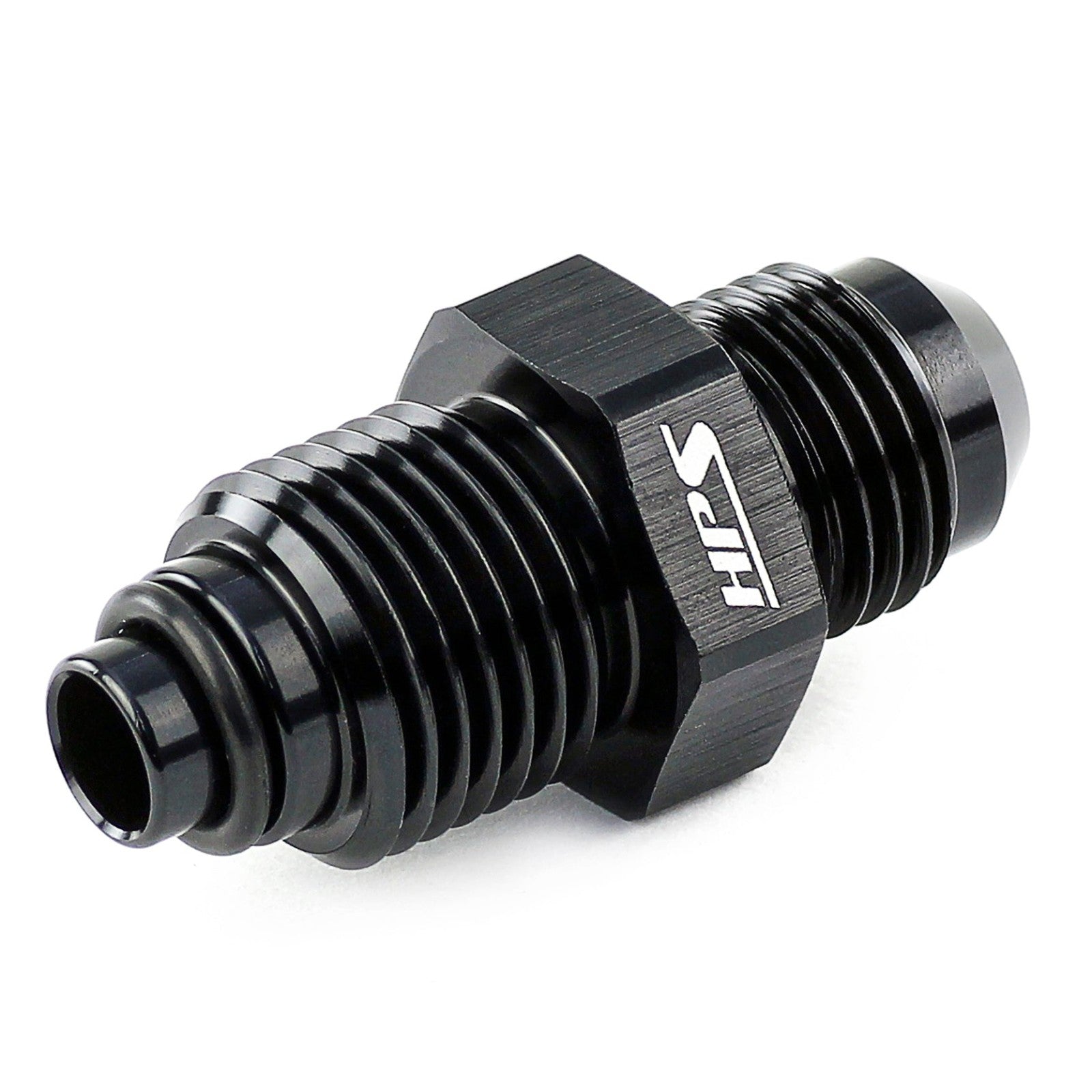 HPS AN Male to Metric Thread Male O-Ring Tip Adapter Fitting, Straight, AN -6 to M16x1.5, Black Aluminum