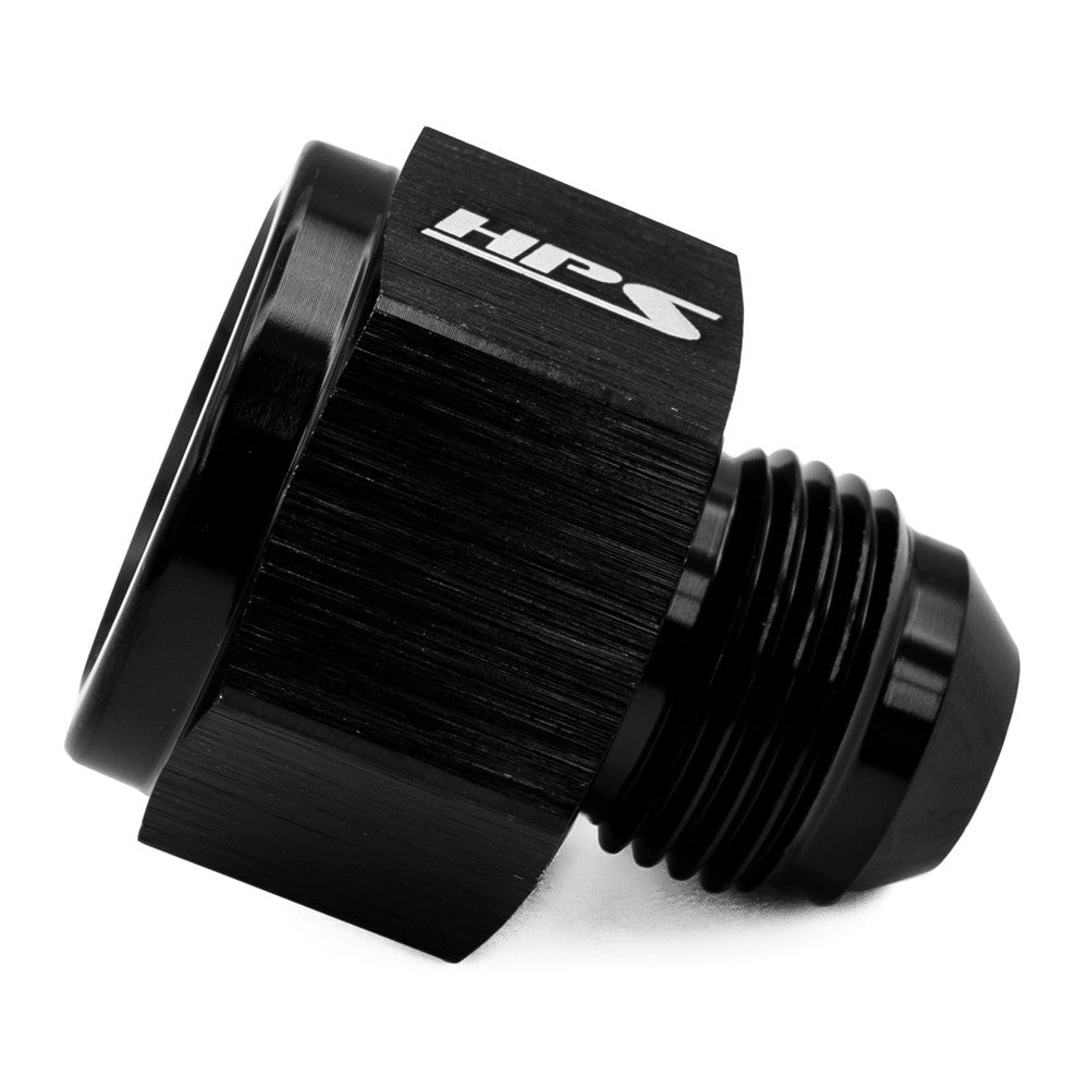HPS AN Female to AN Male Reducer Adapter, Straight, AN -12 Female to -8 Male, Black Alumimun