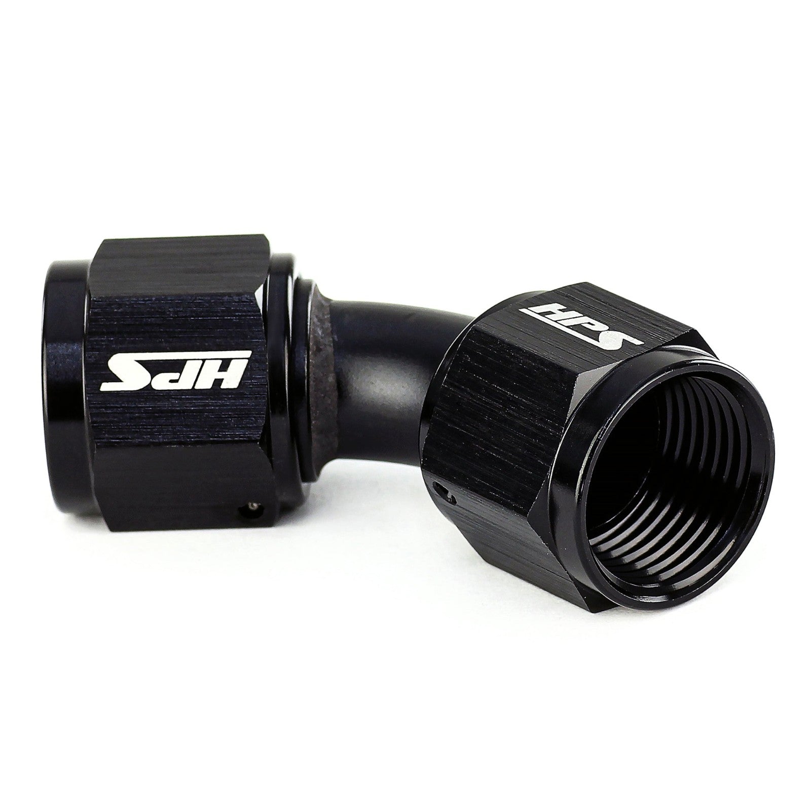 HPS AN Female to Female Swivel Coupling Adapter Fitting, 45 Degree, AN -8, Black Aluminum