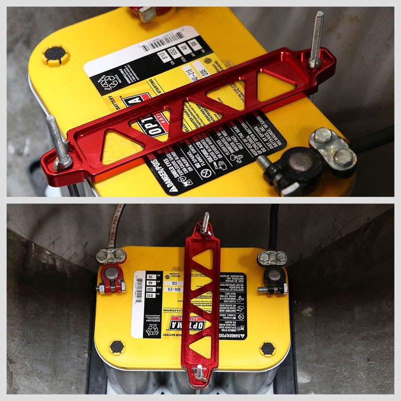 190MM/220MM Red Billet Aluminum Car Battery Tie Down Mount Bracket Long Bar-Performance-BuildFastCar