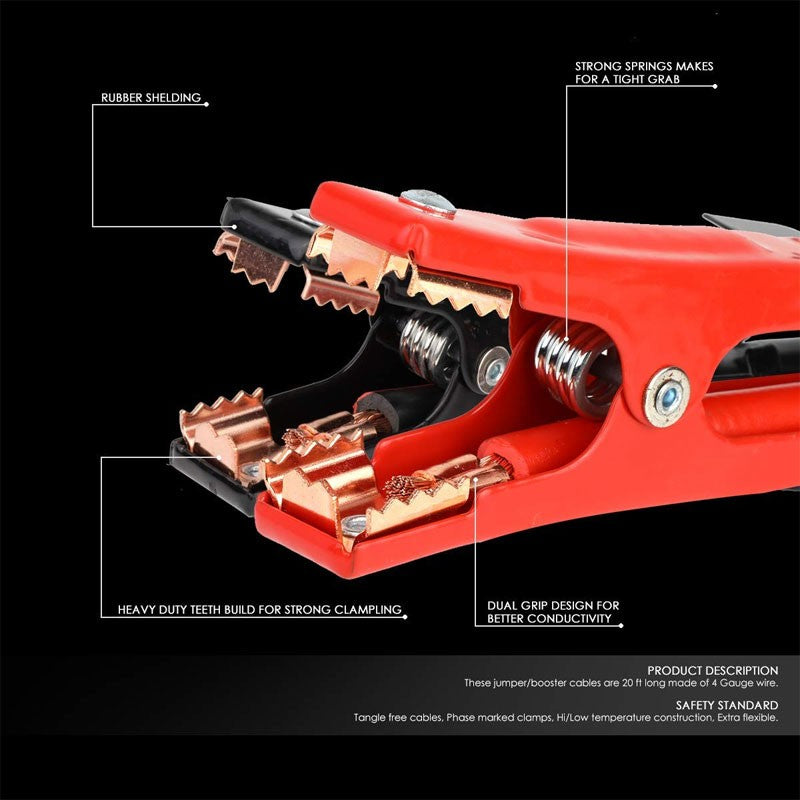 Heavy Duty 25FT 4 Gauge Copper Wire Battery Jumper Cables Jump Start Booster Kit-Accessories-BuildFastCar