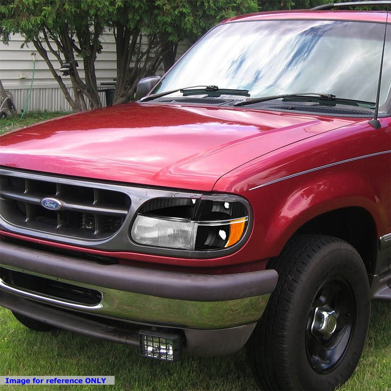 Turn Signal Bumper Light Black/Clear Lens/Amber Corner For 95-01 Ford Explorer-Lighting-BuildFastCar-BFC-BUMLILED-FORDEXP95-BKAM