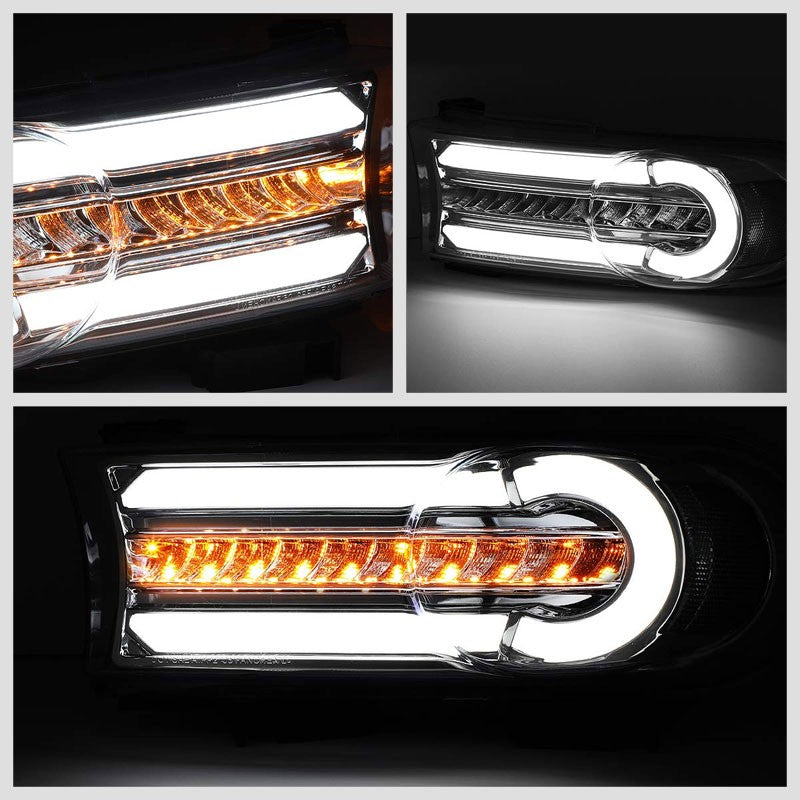 3D LED Front Turn Signal Bumper Light DRL Chrome/Clear For 07-14 FJ Cruiser-Lighting-BuildFastCar-BFC-BL-BUMLILED-TOYFJ07-CH-CL