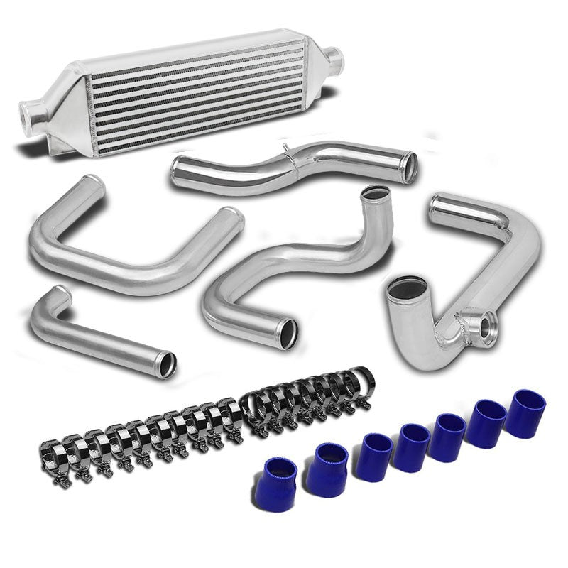 Silver Intercooler+Silver SQV BOV Pipe Kit For 88-00 Honda Civic 1.5L/1.6L SOHC-Performance-BuildFastCar