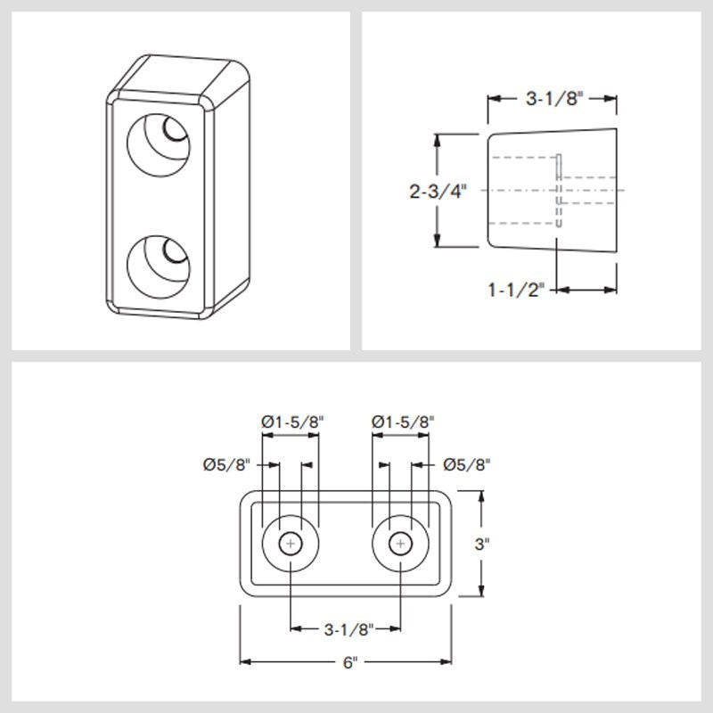 Molded Rubber Bumper Dock Buffer 6x3x3 For CHASSIS/TRAILERS/TRUCK/FLATBED/REEFER-Wheel Parts-BuildFastCar-BFC-MBUMP-01