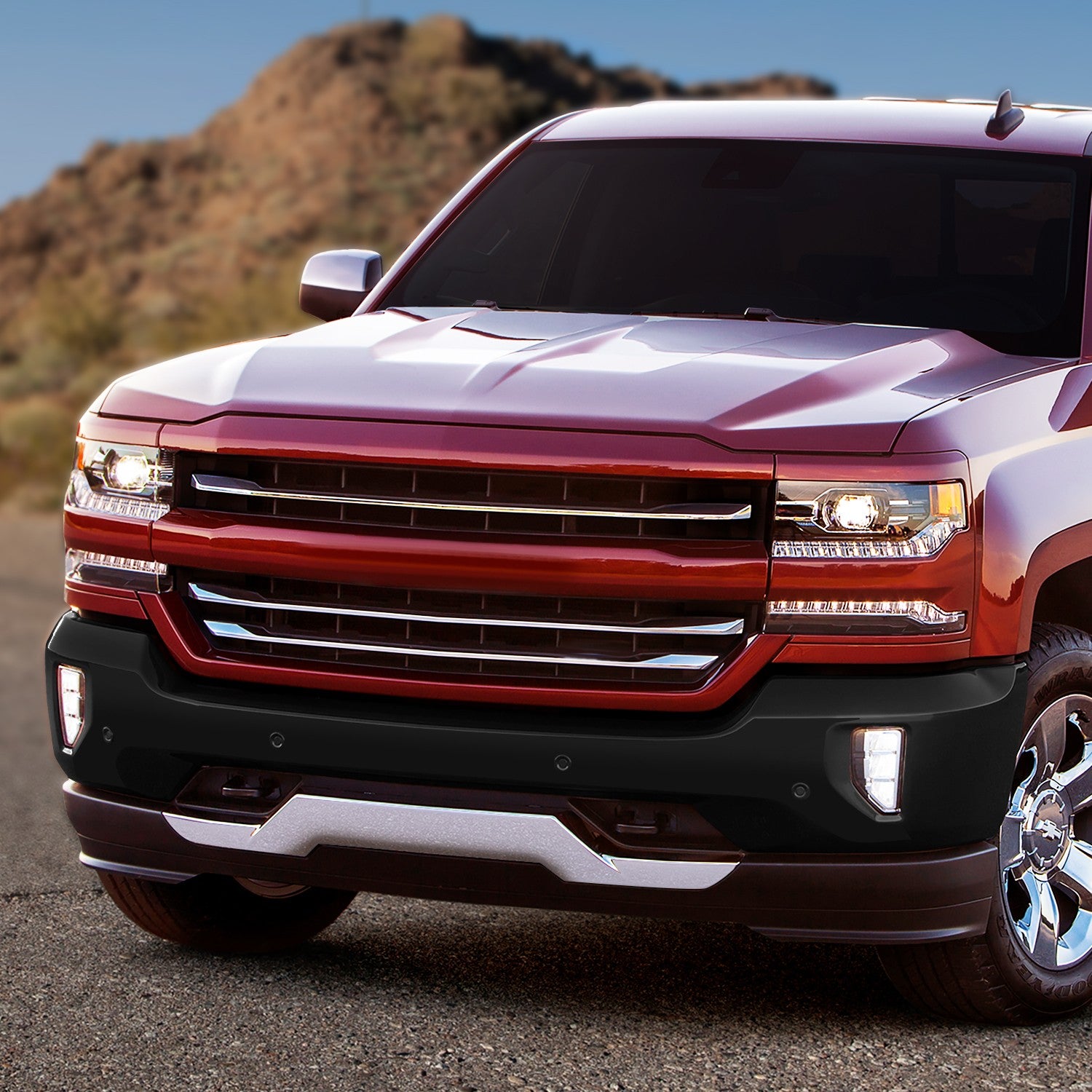 Black Front Bumper Face Bar W/Sensor/Fog Hole 16-19 Silverado 1500/LD BFC-BUMP-FR-CS16-FB-01-BK