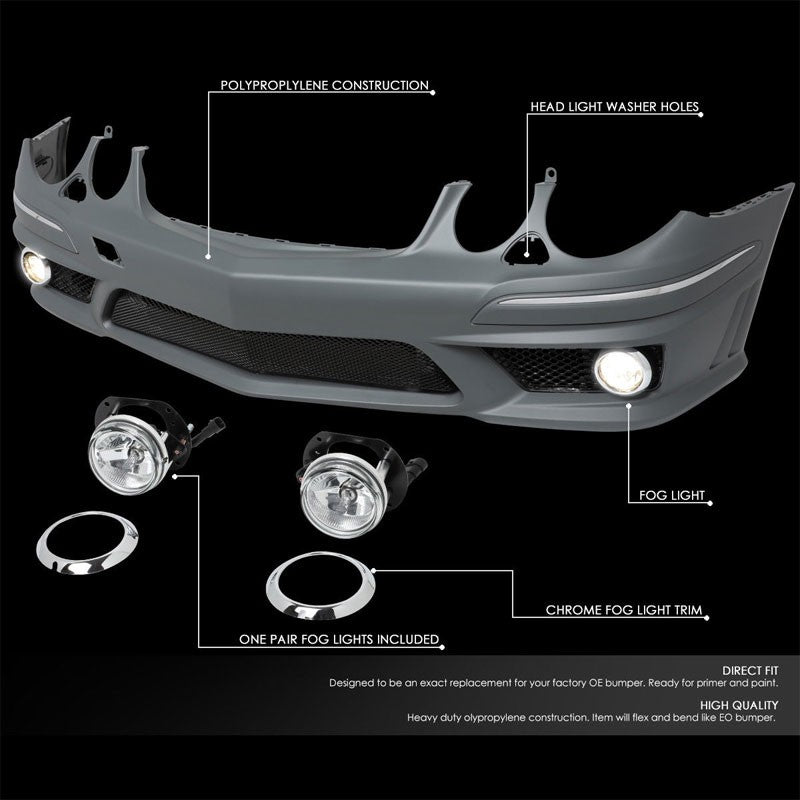 E63 Style (W/PDC) Front Bumper+Lower Grille+Fog Light For 07-09 Benz E-Class-Exterior-BuildFastCar
