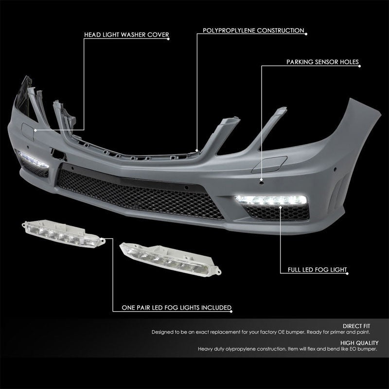 E63 Style (W/PDC) Front Bumper+Lower Grille+Fog Light For 10-13 Benz E-Class-Exterior-BuildFastCar