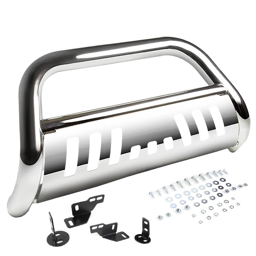 Chrome Bull Bar Bumper Grille Guard Skid Plate For Chevy 07-10 Silverado 2500HD-Exterior-BuildFastCar