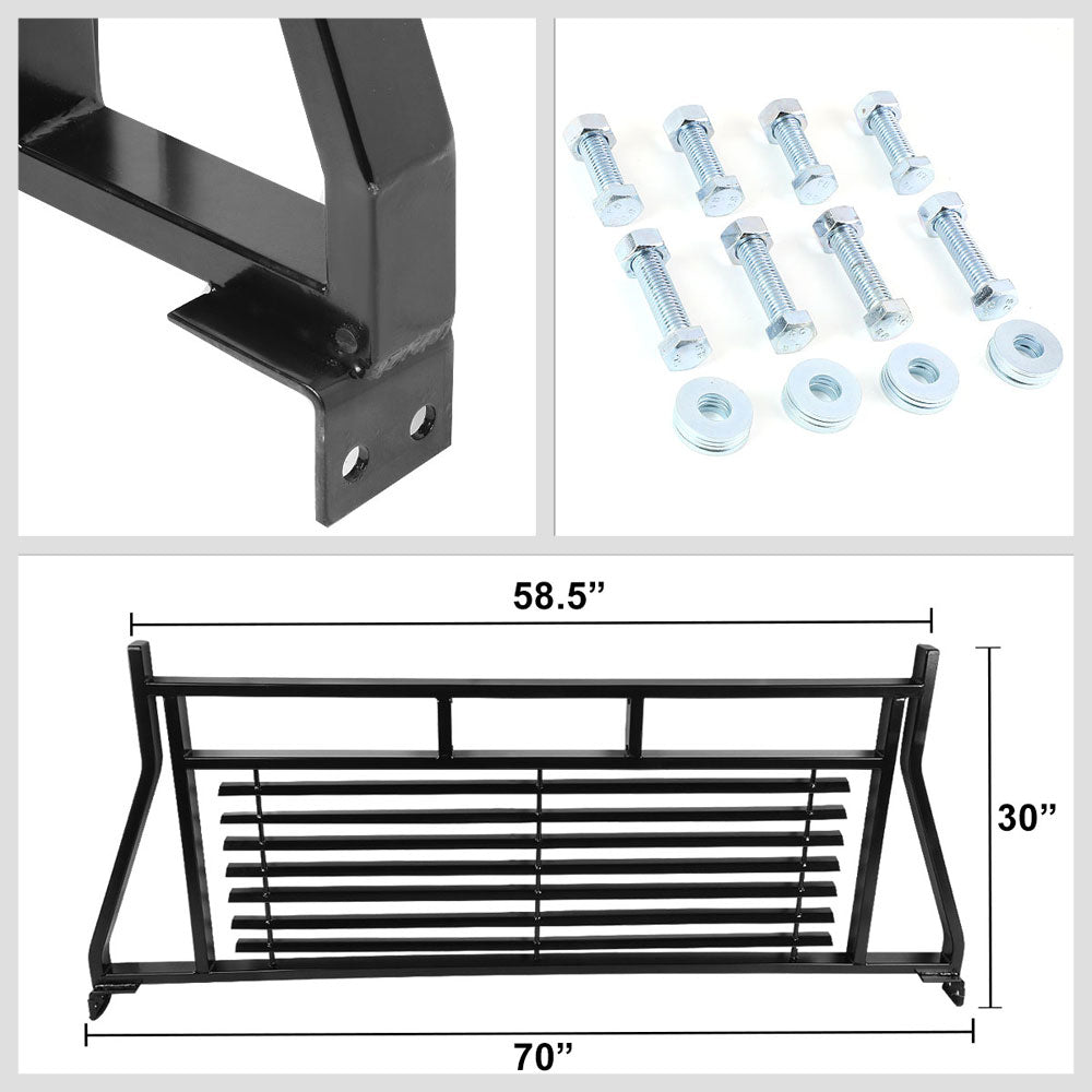 Black Pickup Bed Louvered Window Guard Headache Rack For 99-17 F-250/350/450 SD