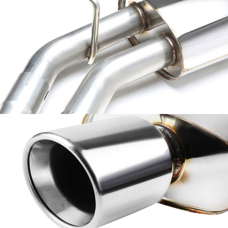 4" Dual Slant Double Wall Muffler Tip Exhaust Catback System For 02-05 A4 DOHC-Performance-BuildFastCar
