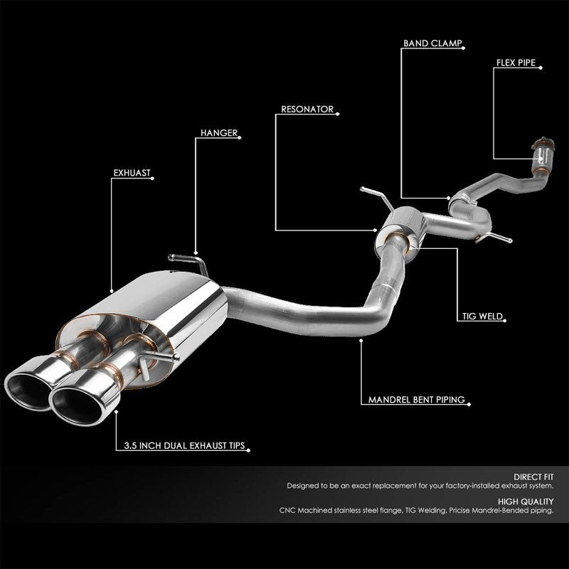 3.5" Dual Slant Roll Muffler Tip Exhaust Catback System For 09-16 A4 Quattro-Performance-BuildFastCar
