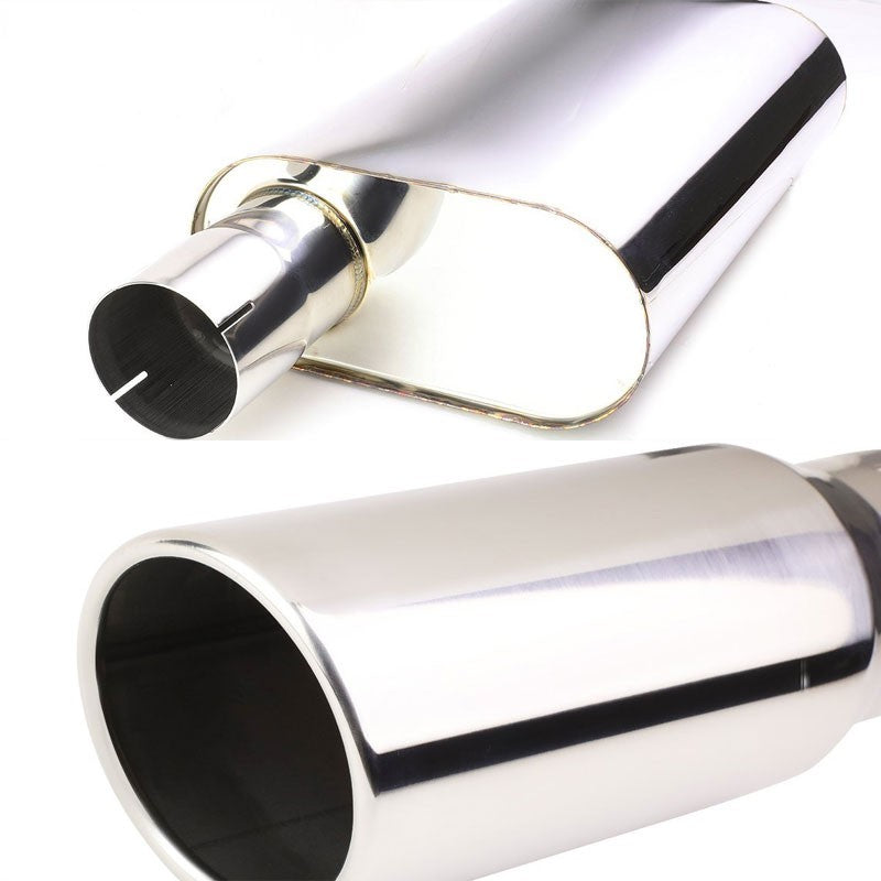 4" Slant Muffler Tip Exhaust Catback System For 07-13 Silverado 1500 4.8L/5.3L-Performance-BuildFastCar