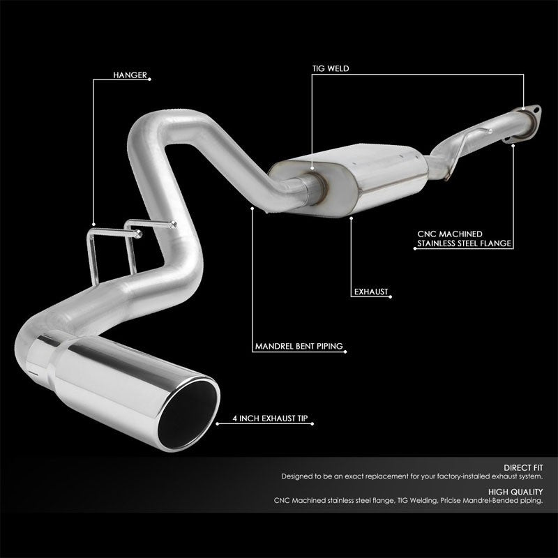 4" Slant Roll Muffler Tip Exhaust Catback System For 99-06 Silverado 1500 V6/V8-Performance-BuildFastCar