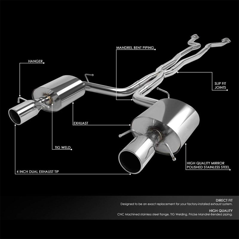 4.5" Dual Slant Muffler Tip Exhaust Catback System For 09-14 Cadillac CTS V 6.2L-Performance-BuildFastCar