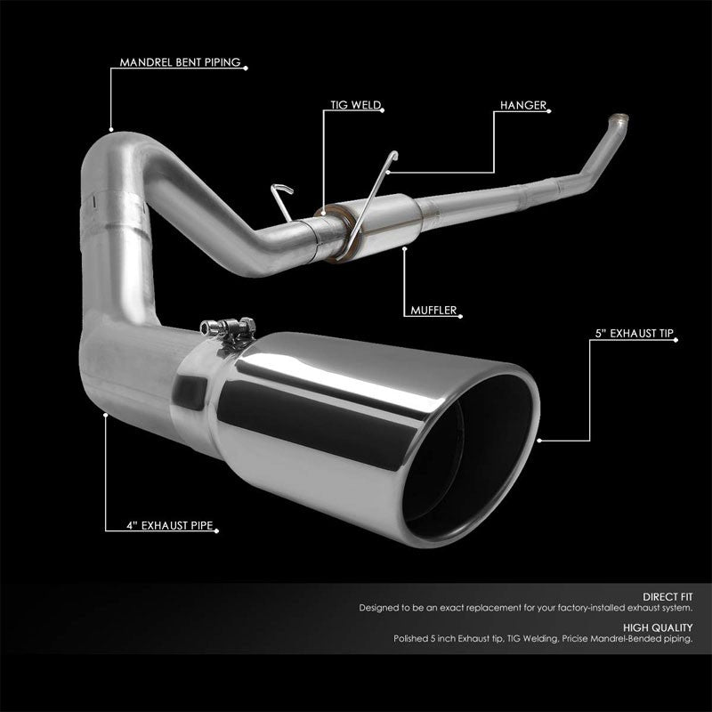 5" Round Tip Rolled Edge Turboback Exhaust For 03-04 Dodge Ram 2500 5.9T Diesel-Exhaust Systems-BuildFastCar-BFC-CATB-0304RAM2535-59D