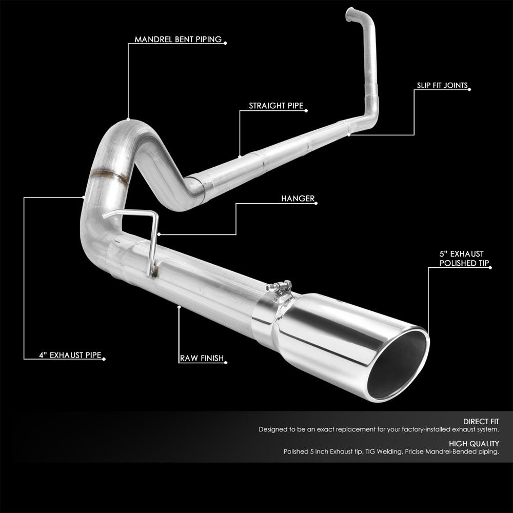 Satinless Turboback Exhaust 5" Tip For 03-07 Ford F250/F350 Super Duty 6.0L V8