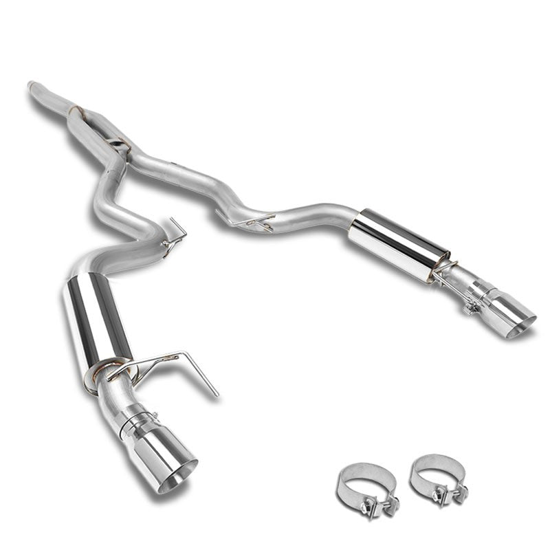 4" Slant Roll Muffler Tips Exhaust Catback System For 15-18 Mustang EcoBoost-Performance-BuildFastCar