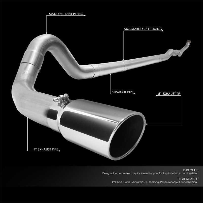 5" Round Tip Rolled Edge Straight Turboback Exhaust For 93-00 Chevy C/K 2500 6.5-Exhaust Systems-BuildFastCar-BFC-CATB-9300CHVCK-65D-SP