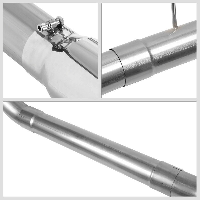 5" Round Tip Rolled Edge Straight Turboback Exhaust For 01-07 Sierra 2500HD 6.6L-Exhaust Systems-BuildFastCar-BFC-CATB-0107SIL-66D-SP