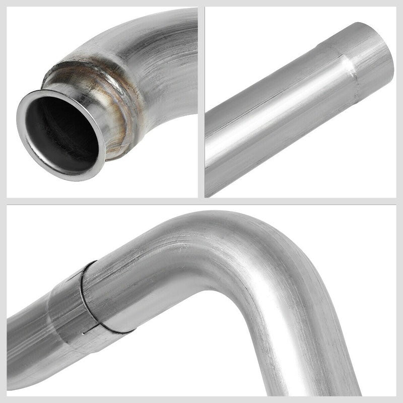 5" Round Tip Rolled Edge Straight Turboback Exhaust For 01-07 Sierra 2500HD 6.6L-Exhaust Systems-BuildFastCar-BFC-CATB-0107SIL-66D-SP