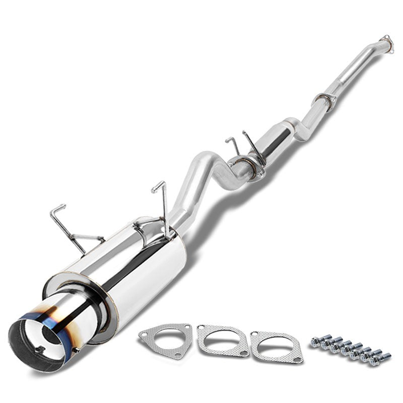 4.00" Round Burnt Muffler Tip Catback System For 01-05 Honda Civic EX 1.7L DOHC-Major Pipe-BuildFastCar