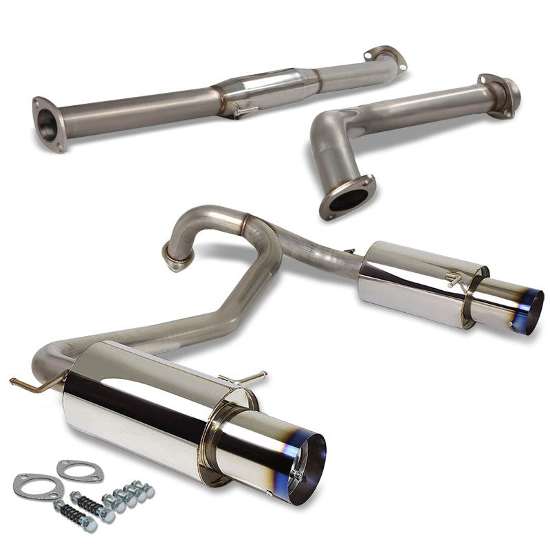 4" Dual Burnt Muffler Tip Exhaust Catback System For 03-06 Tiburon Coupe 2-Door-Performance-BuildFastCar