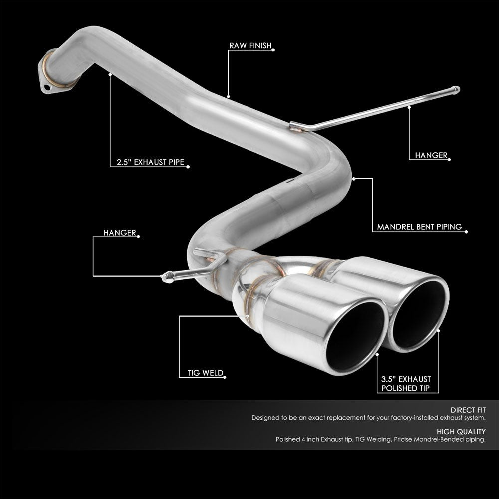 Stainless Steel Axleback Exhaust System 3.5" Tip For 08-15 Scion xB 2.4L L4