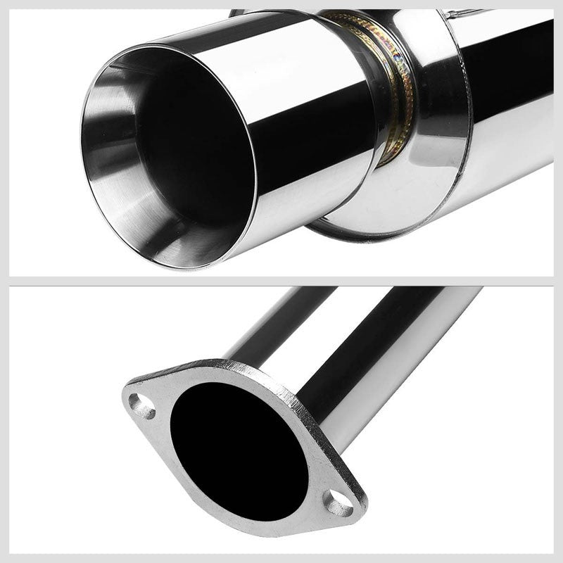 4" Roll Muffler Tip Exhaust Catback System For 95-98 240SX Silvia S14 2.4L DOHC-Performance-BuildFastCar