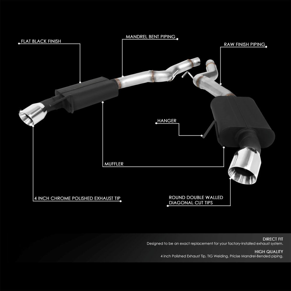 4" Rolled Tip Axleback Exhaust Kit 15-17 Ford Mustang 5.0 S550 BFC-AXLB-U015