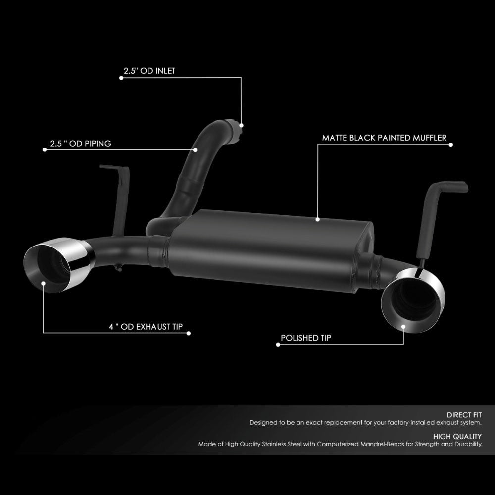 4" Mufflers Rolled Tip Axleback Exhaust Kit 18+ Wrangler JL 2.0/3.6L BFC-AXLB-U016