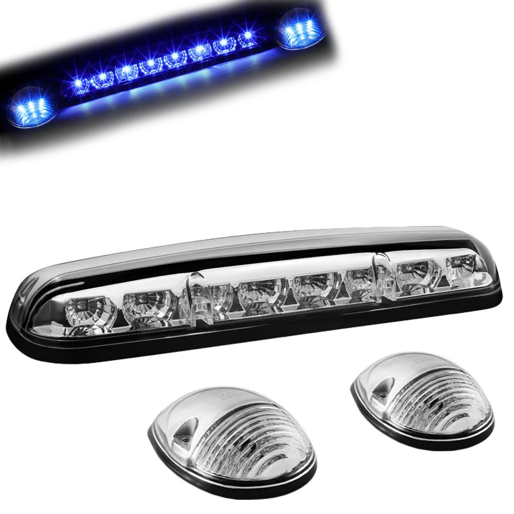 Chrome House/Clear Len/Blue LED Roof Light Cab Lamp For 02-06 Silverado/Sierra BFC-RFL-CHVSIL02-CH-BL
