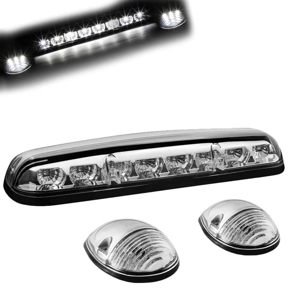 Chrome House/Clear Len/White LED Roof Light Cab Lamp For 02-06 Silverado/Sierra BFC-RFL-CHVSIL02-CH-WH