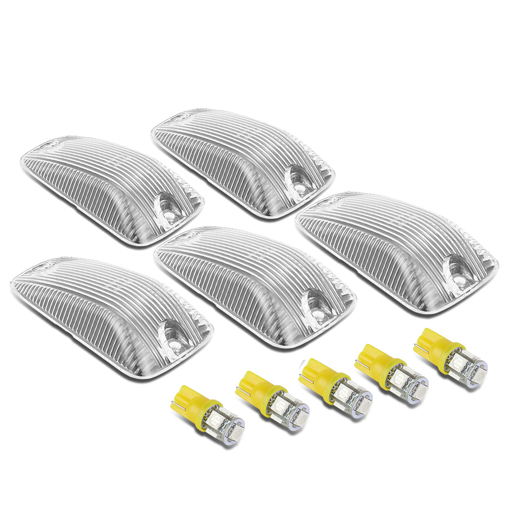 5PCS Amber LED Cab Roof Top Light Clear Lens For 88-02 Chevy C/K Pickup Suburban