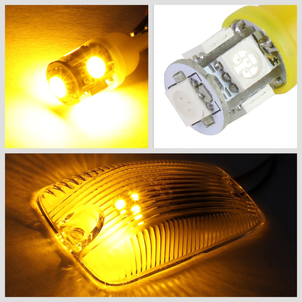 5PCS Amber LED Cab Roof Top Light Clear Lens For 88-02 Chevy C/K Pickup Suburban
