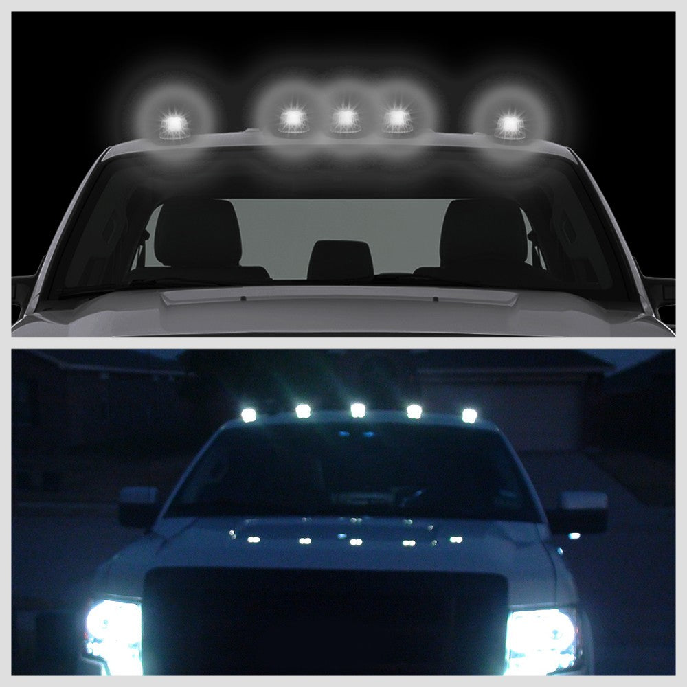 5PCS White LED Cab Roof Top Light with ABS Smoke Lens For 99-02 Ram 3500