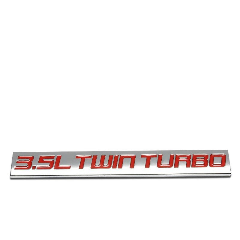 Red/Chrome 3.5L Twin Turbo Auto Car Trunk Metal Badge Emblem Decal Plate 3M Tape-Exterior-BuildFastCar