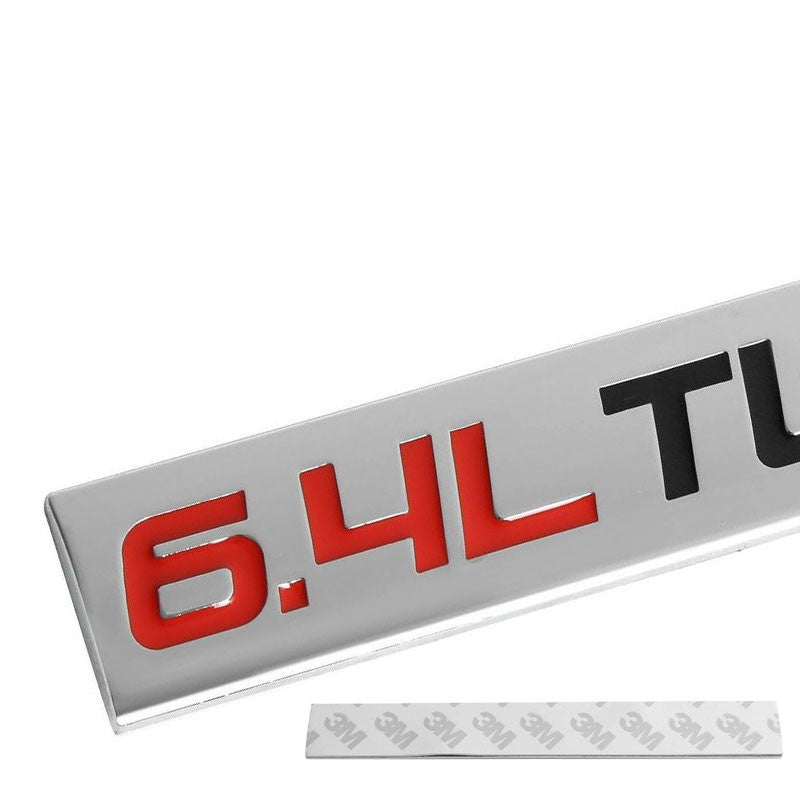 Red/Black/Chrome 6.4L Twin Turbo Rear Vehicle Trunk Decal Badge Emblem Sticker-Exterior-BuildFastCar