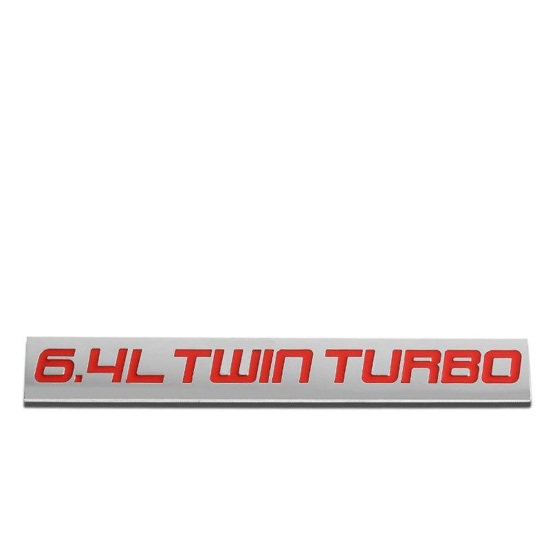 Red/Chrome 6.4L Twin Turbo Car Trunk Metal Polished Badge Decal Emblem Logo Tape-Exterior-BuildFastCar
