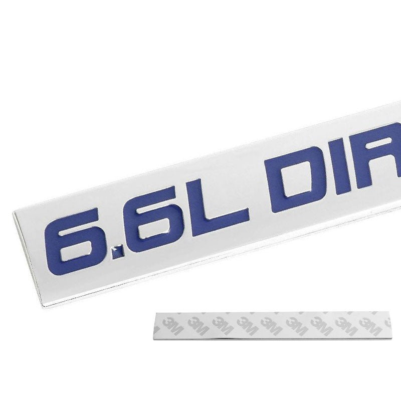 Blue/Chrome 6.6L Dirty-Max Polish Logo 3M Sticker Back Trunk Badge Emblem Decal-Exterior-BuildFastCar