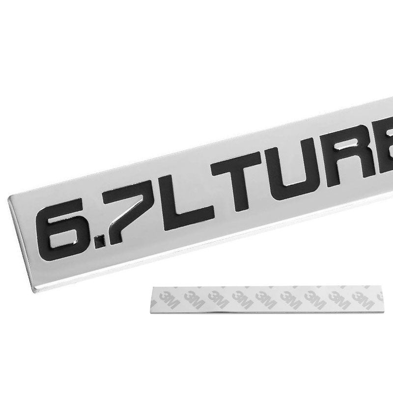 Black/Chrome 6.7L Turbo Diesel Logo Badge Emblem Trunk Decal with Adhesive Tape-Exterior-BuildFastCar