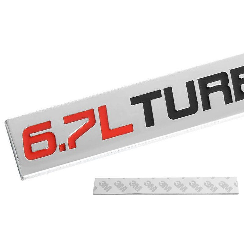 Red/Black/Chrome 6.7L Turbo Diesel Rear Trunk Metal Badge Emblem Decal Plate-Exterior-BuildFastCar