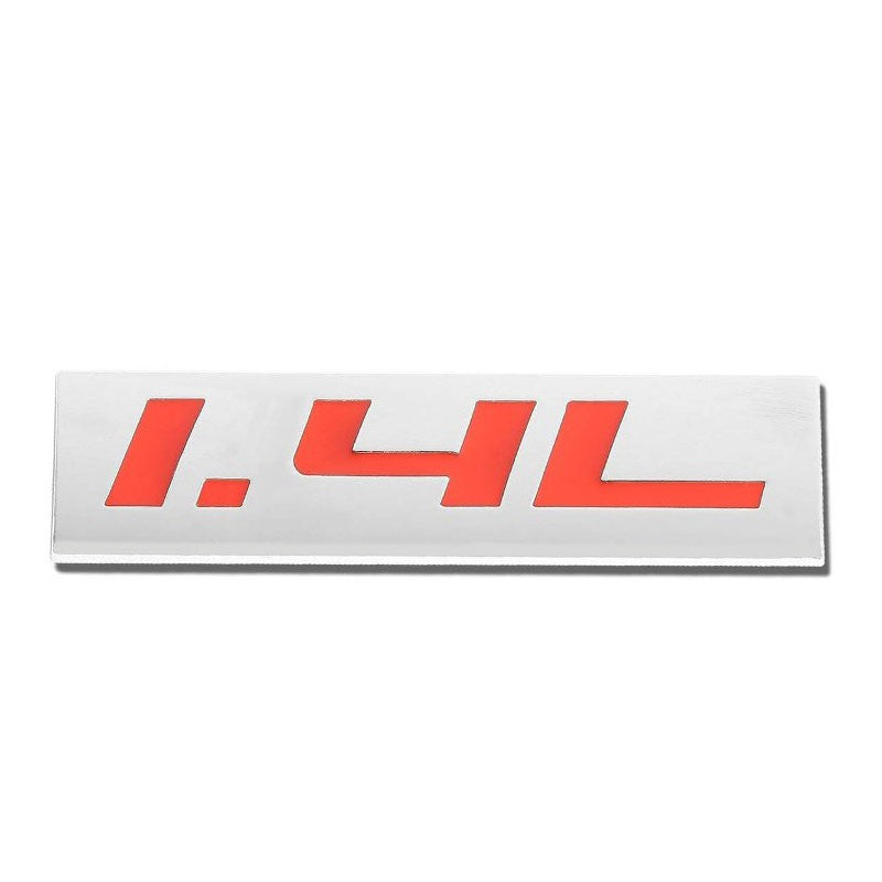 Red/Chrome 1.4L 1.4 L Number Rear Logo Trunk Badge Emblem Plate Decal 3M-Exterior-BuildFastCar
