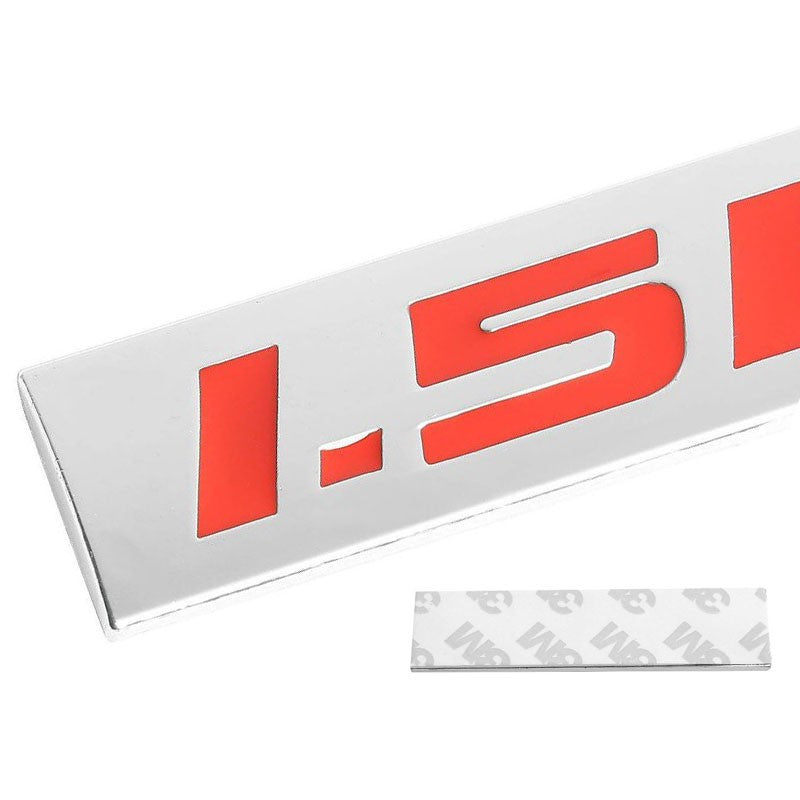 Red/Chrome 1.5L Sign Trim Rear Trunk Polished Badge Decal Emblem 3M Tape-Exterior-BuildFastCar