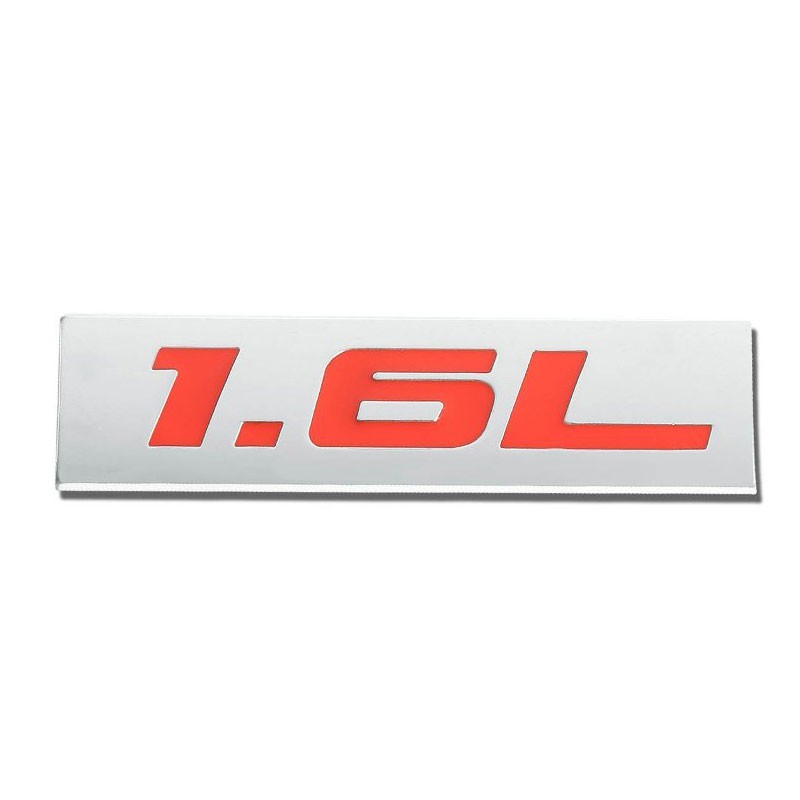 Red/Chrome 1.6L 4mm Sign Logo Rear Trunk Badge Decal Tape Emblem Sticker-Exterior-BuildFastCar