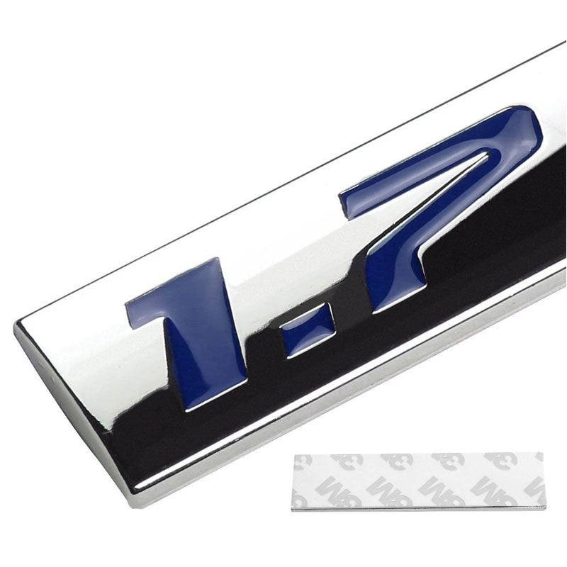 Blue/Chrome 1.7L Logo 4mm Rear Trunk Metal Polished Trim Badge Decal Emblem-Exterior-BuildFastCar
